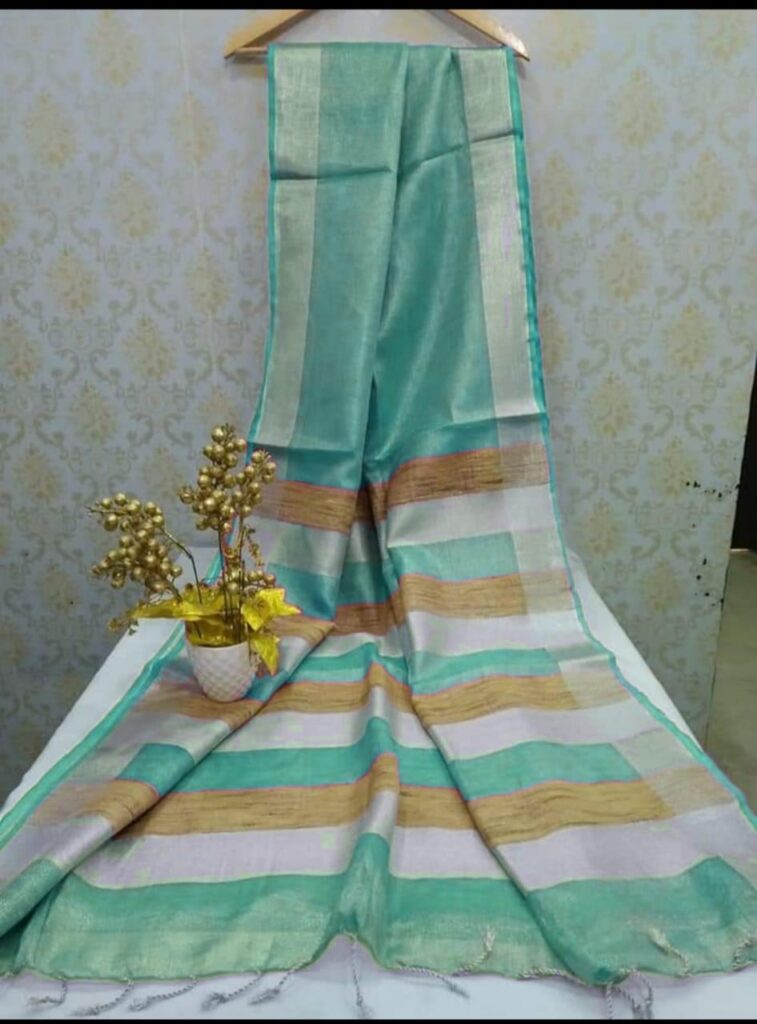 Pure Bhagalpur Linen Saree Handloom Woven