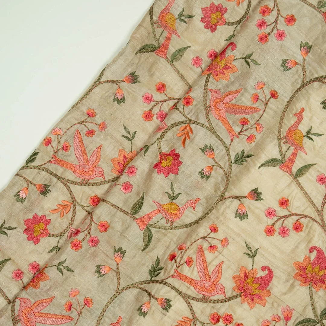 Close-up texture of authentic Bhagalpur Tussar silk fabric